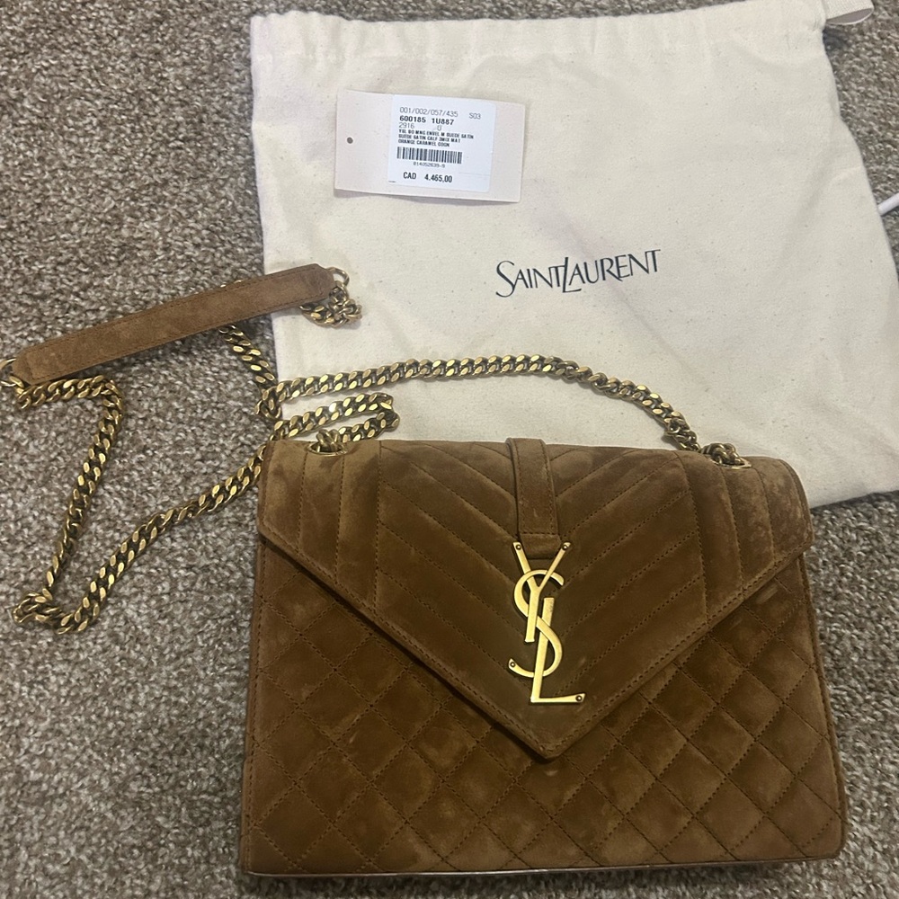 Saint Laurent Tan Quilted Crossbody Bag